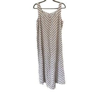 J. Jill Love Linen Striped‎ Chevron Sleeveless Beach Coastal Maxi Dress Medium